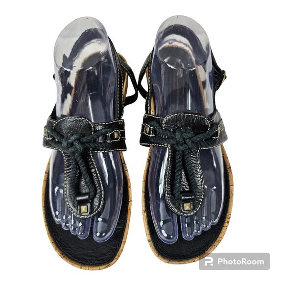Timberland Estla #11675 Black Leather and Cork Thong Sandals Women's 7.5…2 - Picture 1 of 9